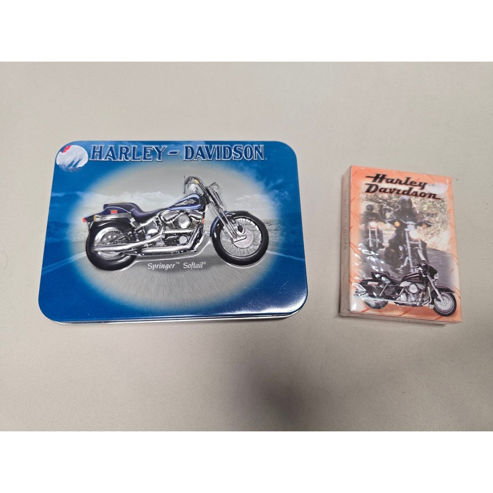 Harley-Davidson Collector 3 Decks of Cards Springer Softail Tin Cincinnati OH